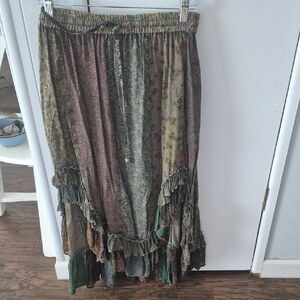 Womens Bohemian Multi-Color Maxi Skirt Size L